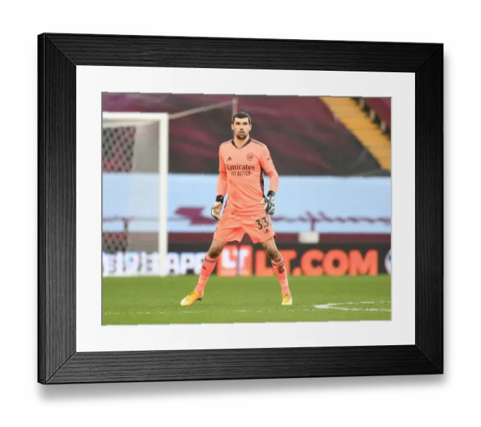 Framed Print : Arsenal's Mat Ryan in Action at Empty Villa Park: Premier League 2021