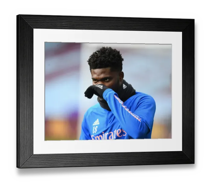 Framed Print : Thomas Partey in Action: Arsenal vs. Aston Villa, Premier League 2021 (Behind Closed Doors)