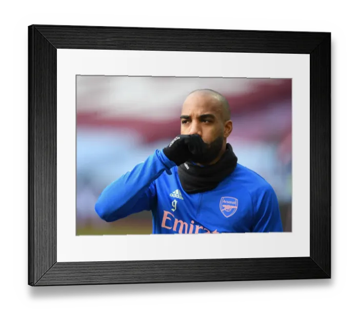 Framed Print : Arsenal's Alex Lacazette Prepares for Aston Villa Clash in Empty Villa Park (Aston Villa vs Arsenal, 2021-22 Premier League) Framed Print : Arsenal's Alex Lacazette Prepares for Aston Villa Clash in Empty Villa Park (Aston Villa vs Arsenal, 2021-22 Premier League)