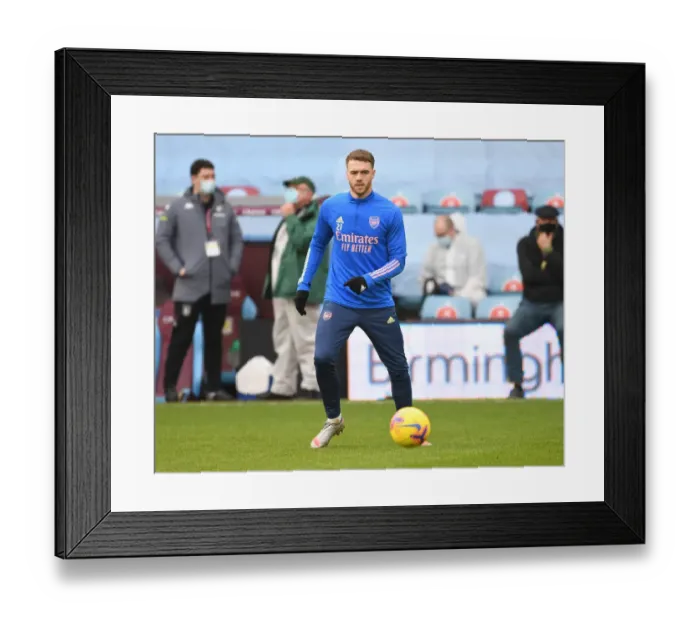 Framed Print : Arsenal's Calum Chambers at Empty Villa Park: Premier League 2021