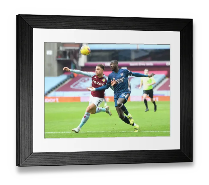 Framed Print : Pepe vs. Cash: Aston Villa vs. Arsenal, Premier League Clash Amidst COVID-19 Restrictions (February 2021)