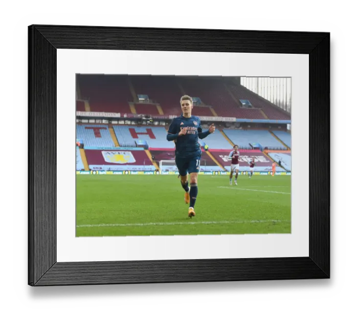 Framed Print : Arsenal's Martin Odegaard at Aston Villa: Premier League Clash Amidst COVID-19 Restrictions (February 2021)