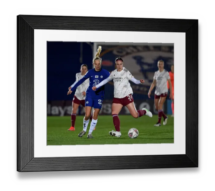 Framed Print : Clash of Titans: Lotte Wubben-Moy vs. Pernille Harder - Chelsea Women vs. Arsenal Women, FA WSL