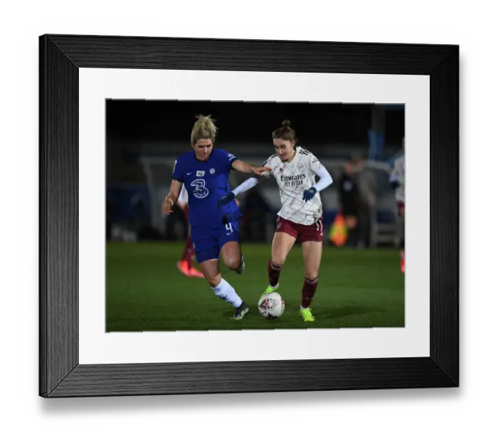Framed Print : Vivianne Miedema vs. Mille Bright: A Battle in the FA WSL Clash Between Chelsea Women and Arsenal Women