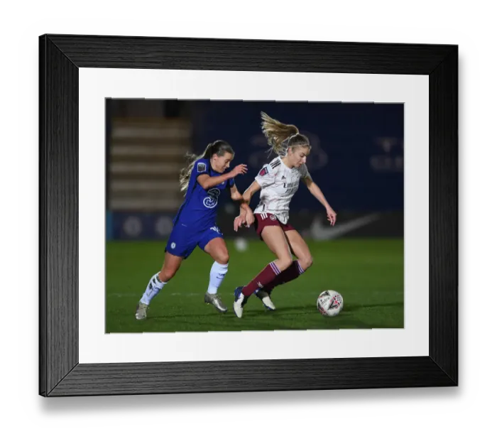 Framed Print : Leah Williamson vs. Fran Kirby: Intense Battle in Chelsea Women vs. Arsenal Women FA WSL Match Framed Print : Leah Williamson vs. Fran Kirby: Intense Battle in Chelsea Women vs. Arsenal Women FA WSL Match