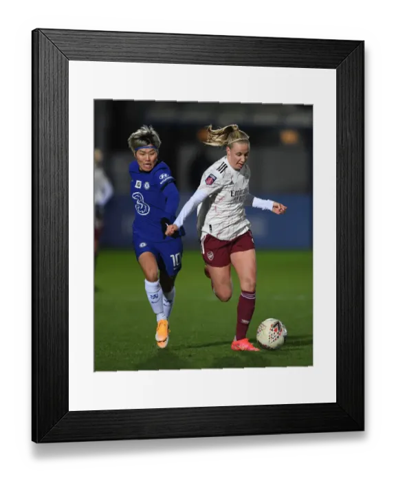 Framed Print : Beth Mead vs Ji So-Yun: Clash of the Stars in Chelsea Women vs Arsenal Women FA WSL Match