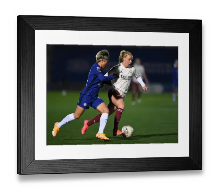 Framed Print : Beth Mead vs Ji So-Yun: Intense Battle in Chelsea Women vs Arsenal Women FA WSL Match