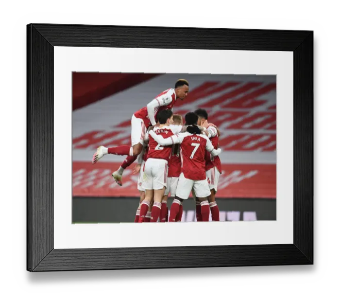 Framed Print : Arsenal Celebrate Aubameyang's Goal Against Leeds United, Premier League 2020-21 Framed Print : Arsenal Celebrate Aubameyang's Goal Against Leeds United, Premier League 2020-21