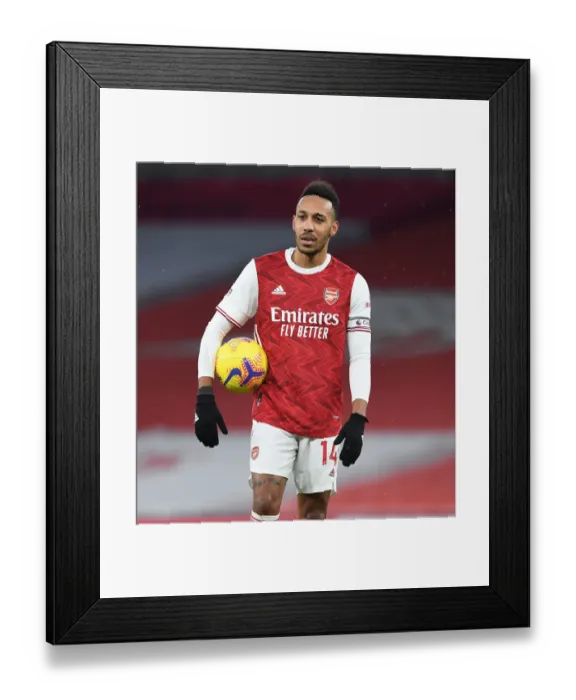 Framed Print : Arsenal's Aubameyang in Action against Leeds United in the Premier League
