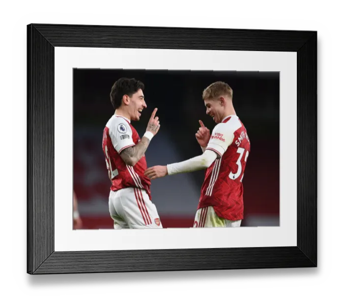 Framed Print : Arsenal's Bellerin and Smith Rowe: Triumphant in Arsenal's Victory Over Leeds United Framed Print : Arsenal's Bellerin and Smith Rowe: Triumphant in Arsenal's Victory Over Leeds United
