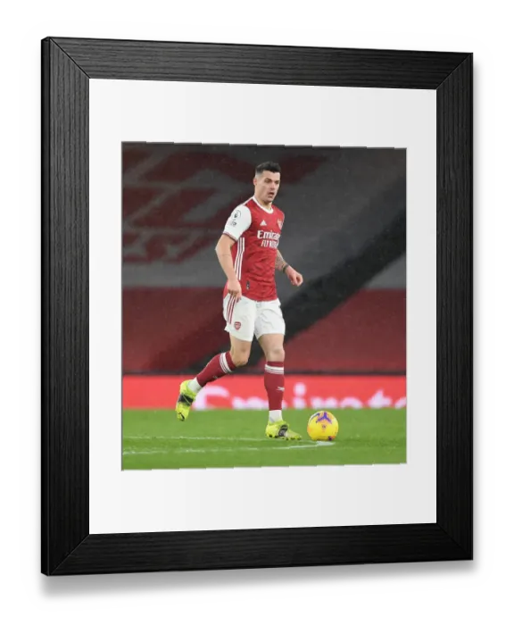 Framed Print : Granit Xhaka in Action: Arsenal vs Leeds United, Premier League 2020-21