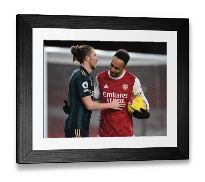 Framed Print : Arsenal's Aubameyang Celebrates with Luke Ayling after Arsenal vs Leeds United, Premier League 2020-21 Framed Print : Arsenal's Aubameyang Celebrates with Luke Ayling after Arsenal vs Leeds United, Premier League 2020-21