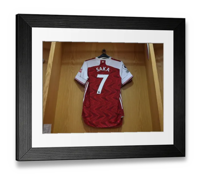 Framed Print : Arsenal's Bukayo Saka: Pre-Match Preparation vs Leeds United (Premier League, 2020-21)