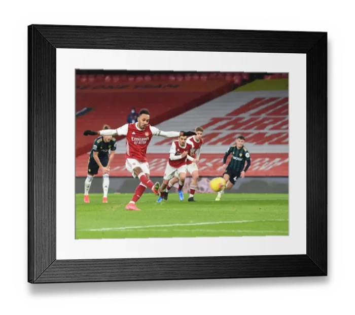 Framed Print : Aubameyang Scores His Second Goal: Arsenal vs Leeds United, 2020-21 Premier League
