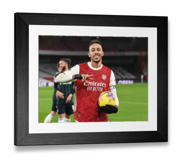 Framed Print : Arsenal's Aubameyang Scores Hat-Trick in Premier League Clash Against Leeds United Framed Print : Arsenal's Aubameyang Scores Hat-Trick in Premier League Clash Against Leeds United