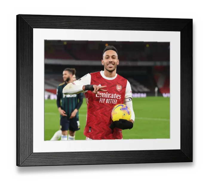 Framed Print : Arsenal's Aubameyang Scores Hat-Trick Against Leeds United in Premier League Framed Print : Arsenal's Aubameyang Scores Hat-Trick Against Leeds United in Premier League