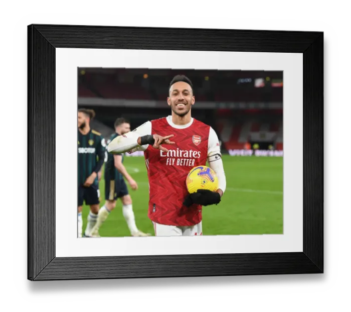 Framed Print : Arsenal's Aubameyang Scores Hat-Trick: Arsenal Victory over Leeds United in Premier League Framed Print : Arsenal's Aubameyang Scores Hat-Trick: Arsenal Victory over Leeds United in Premier League