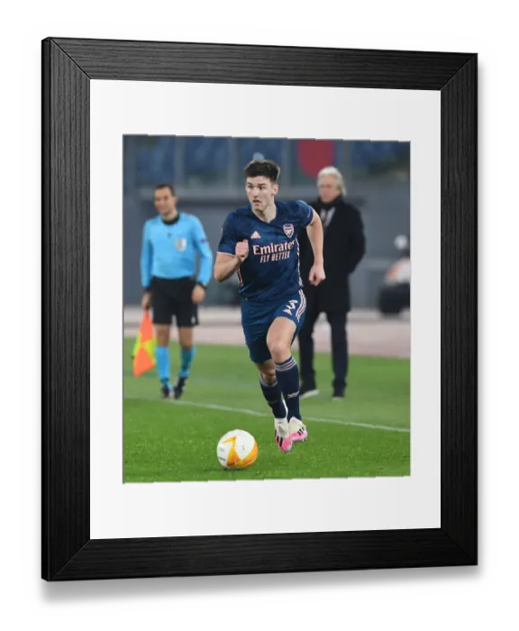 Framed Print : Arsenal's Kieran Tierney in Action at Europa League Match vs SL Benfica in Rome