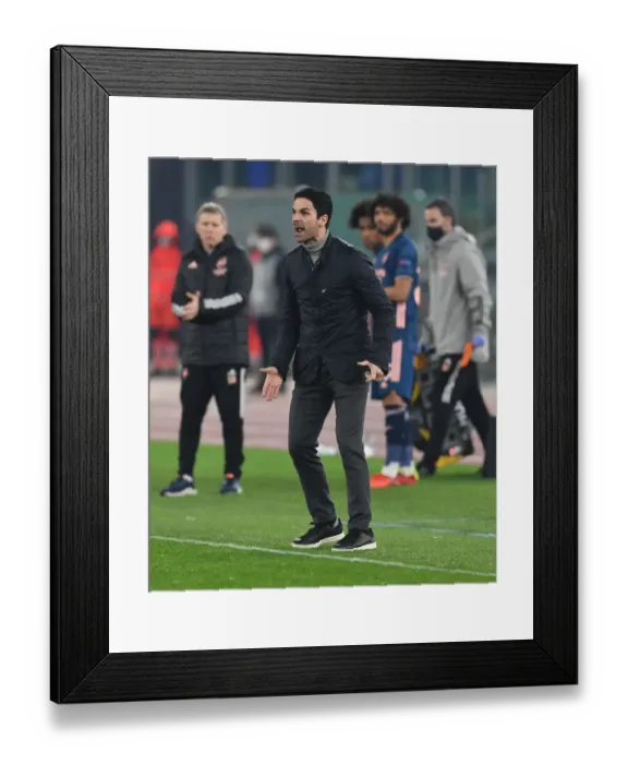 Framed Print : Mikel Arteta Leads Arsenal in Europa League Clash against SL Benfica, Rome 2021 Framed Print : Mikel Arteta Leads Arsenal in Europa League Clash against SL Benfica, Rome 2021