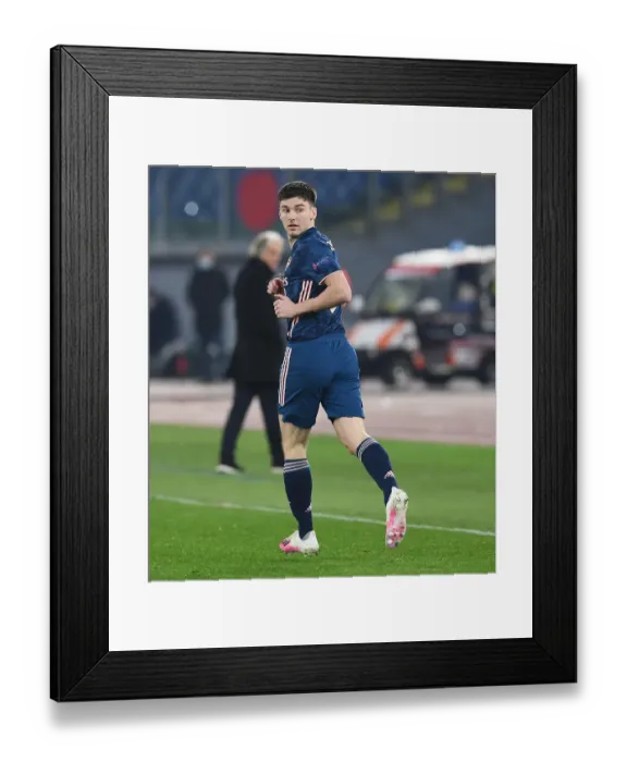 Framed Print : Arsenal's Kieran Tierney in Action against SL Benfica in UEFA Europa League Round of 32, Rome Framed Print : Arsenal's Kieran Tierney in Action against SL Benfica in UEFA Europa League Round of 32, Rome
