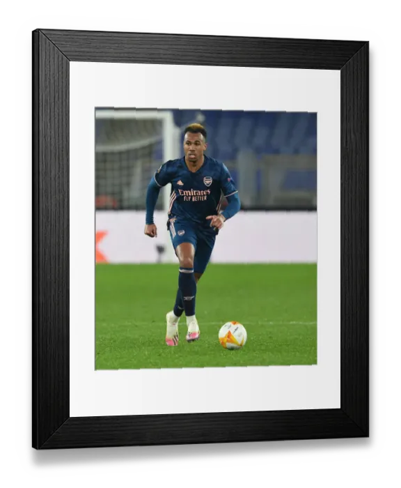 Framed Print : Gabriel in Action: Arsenal vs. SL Benfica - UEFA Europa League (2021), Rome Framed Print : Gabriel in Action: Arsenal vs. SL Benfica - UEFA Europa League (2021), Rome
