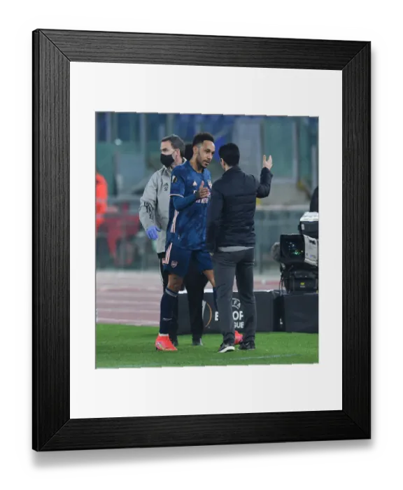 Framed Print : Aubameyang's Farewell: Arteta Substitutes Arsenal Star in Europa League Match vs. SL Benfica Framed Print : Aubameyang's Farewell: Arteta Substitutes Arsenal Star in Europa League Match vs. SL Benfica