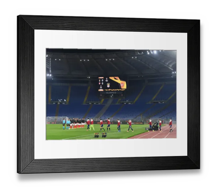 Framed Print : Arsenal vs. SL Benfica: Europa League Clash at Stadio Olimpico, Rome 2021 Framed Print : Arsenal vs. SL Benfica: Europa League Clash at Stadio Olimpico, Rome 2021