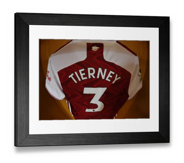 Framed Print : Empty Emirates: Kieran Tierney's Silent Shirt Amidst COVID-19 Restrictions - Arsenal vs Manchester City