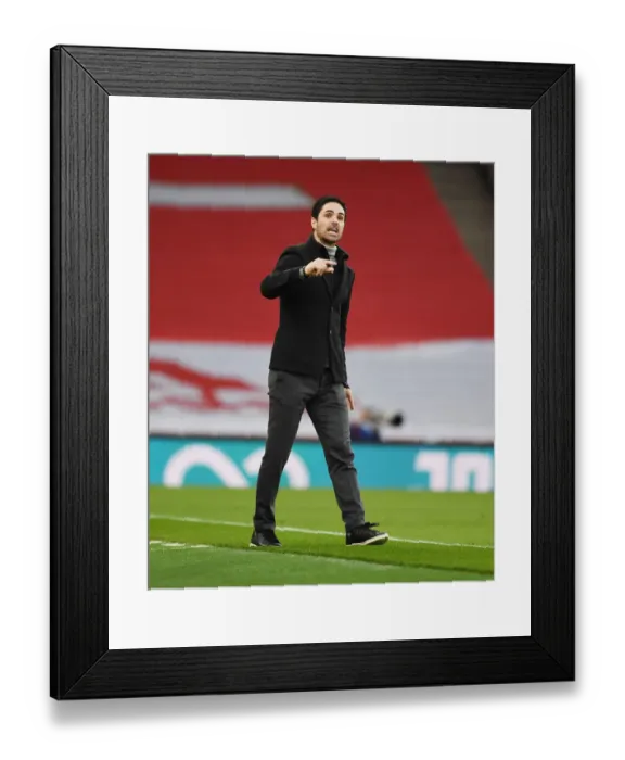 Framed Print : Mikel Arteta Leads Arsenal Against Manchester City in Empty Emirates Stadium, Premier League 2021