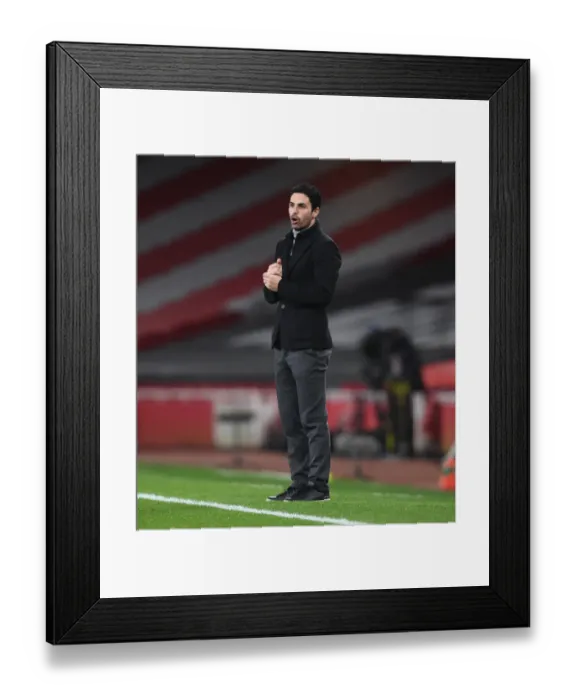 Framed Print : Mikel Arteta at Empty Emirates: Arsenal vs Manchester City, 2021 Framed Print : Mikel Arteta at Empty Emirates: Arsenal vs Manchester City, 2021
