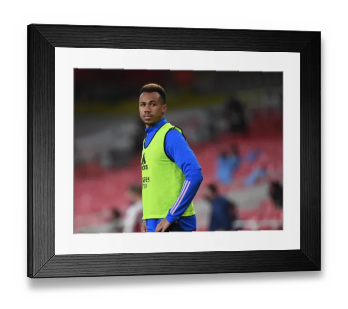 Framed Print : Gabriel in Action: Arsenal vs Manchester City at Empty Emirates Stadium, Premier League 2020-21