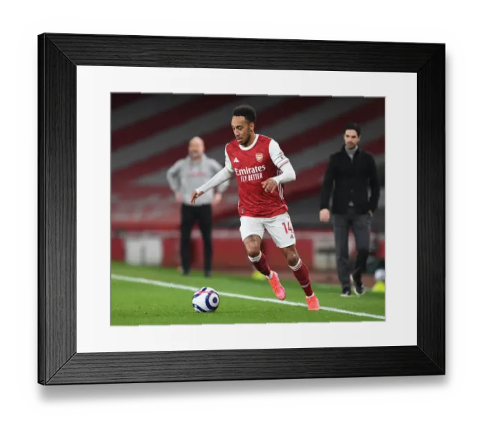 Framed Print : Arsenal's Aubameyang Faces Manchester City in Empty Emirates Stadium - Premier League 2021 Framed Print : Arsenal's Aubameyang Faces Manchester City in Empty Emirates Stadium - Premier League 2021