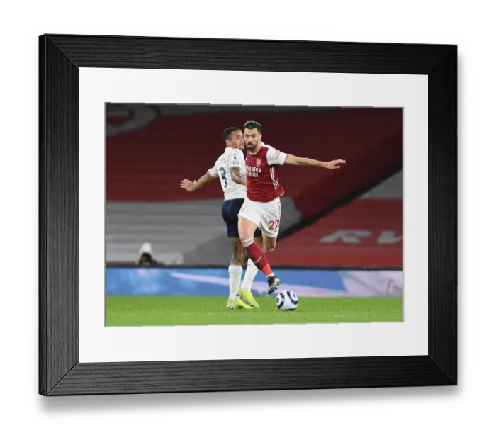 Framed Print : Pablo Mari Outsmarts Gabriel Jesus: A Tactical Duel at Empty Emirates Stadium - Arsenal vs Manchester City