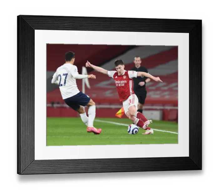 Framed Print : Battle at Empty Emirates: Tierney vs. Cancelo - Arsenal vs. Manchester City, Premier League 2020-21