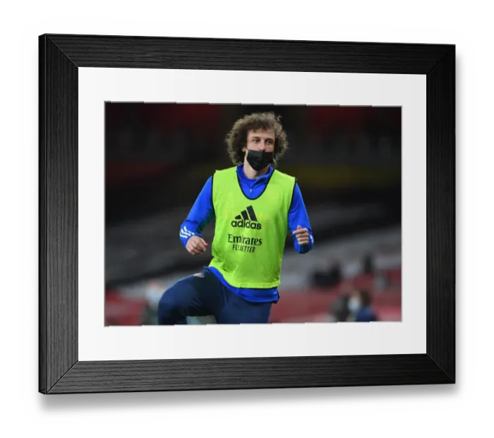 Framed Print : Arsenal vs Manchester City: David Luiz at Empty Emirates Stadium, Premier League 2020-21