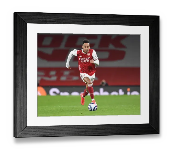 Framed Print : Arsenal's Aubameyang Faces Manchester City in Empty Emirates Stadium - Premier League 2021
