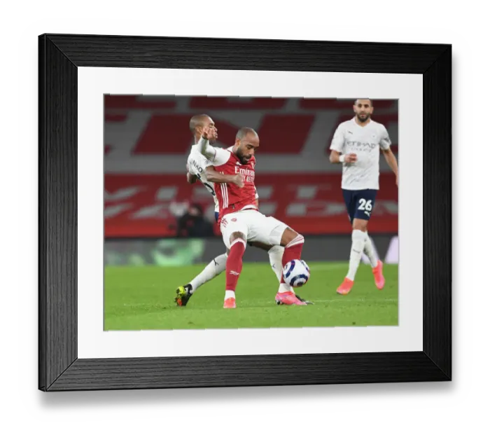 Framed Print : Premier League Showdown: Lacazette vs Fernandinho - Arsenal vs Manchester City (February 2021) - Titans Clash in Empty Stands Framed Print : Premier League Showdown: Lacazette vs Fernandinho - Arsenal vs Manchester City (February 2021) - Titans Clash in Empty Stands
