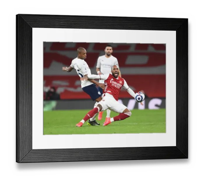 Framed Print : Arsenal vs Manchester City: Lacazette vs Fernandinho - Premier League Clash Amidst Empty Stands (February 2021) Framed Print : Arsenal vs Manchester City: Lacazette vs Fernandinho - Premier League Clash Amidst Empty Stands (February 2021)