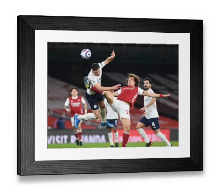 Framed Print : Clash of Titans: Arsenal vs Manchester City - A Battle at Emirates Stadium Amidst the Pandemic