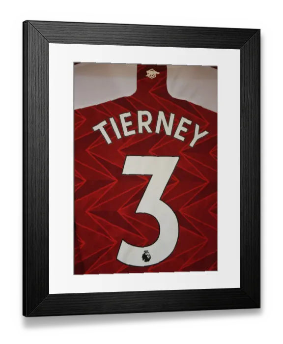 Framed Print : Empty Emirates: Kieran Tierney's Silent Shirt (Arsenal vs Manchester City, 2021)