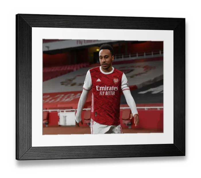 Framed Print : Arsenal's Aubameyang Faces Manchester City in Empty Emirates Stadium, Premier League 2021