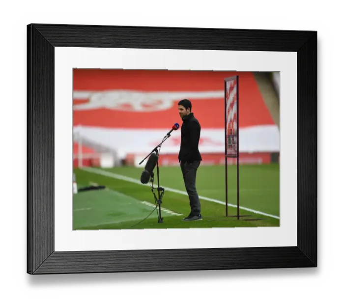 Framed Print : Arsenal vs Manchester City: Mikel Arteta Pre-Match Interview (Behind Closed Doors), Premier League 2020-21