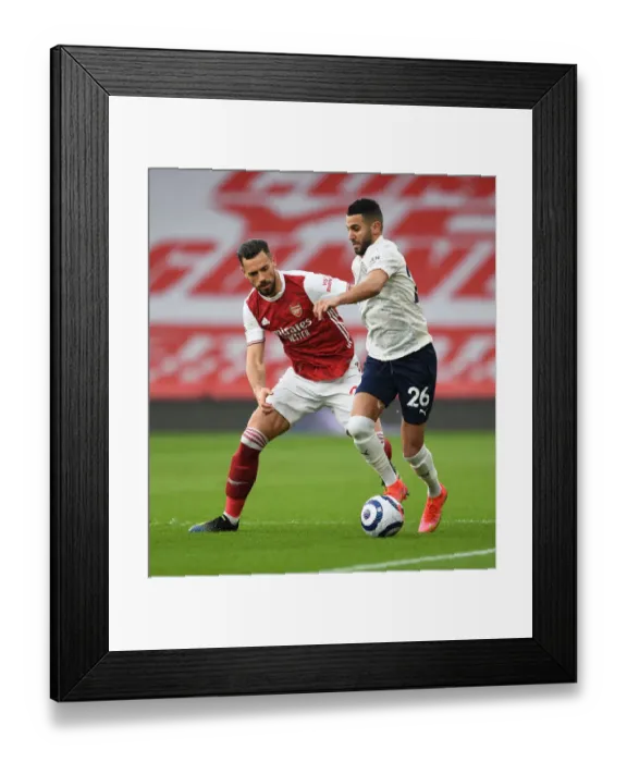 Framed Print : Arsenal vs Manchester City: Pablo Mari Closes Down Riyad Mahrez in Empty Emirates Stadium, Premier League 2020-21 Framed Print : Arsenal vs Manchester City: Pablo Mari Closes Down Riyad Mahrez in Empty Emirates Stadium, Premier League 2020-21