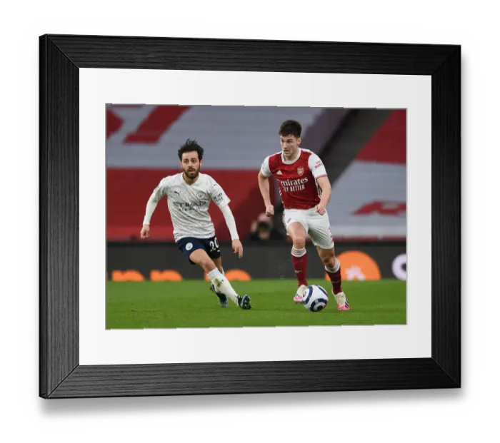 Framed Print : Arsenal vs Manchester City: Tierney vs Silva in Empty Emirates Stadium, Premier League 2021