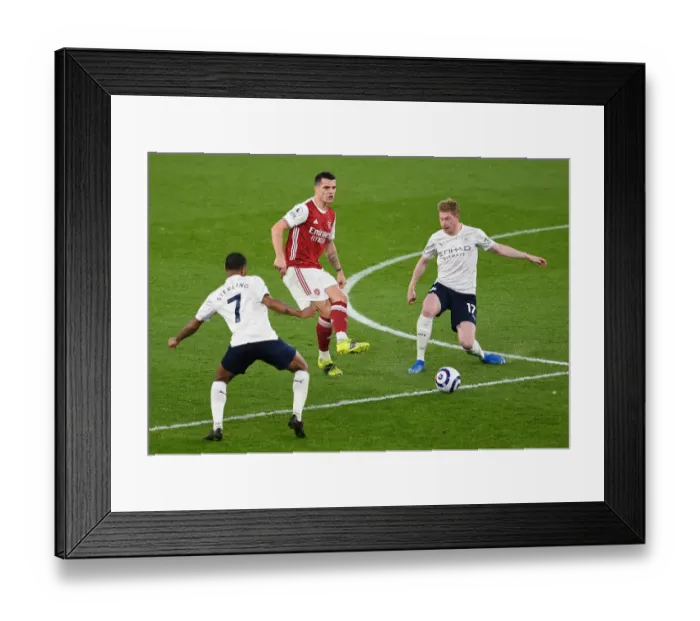Framed Print : Xhaka's Brilliant Ball Control: Arsenal vs Manchester City (2020-21) - Navigating Sterling and de Bruyne at Empty Emirates Framed Print : Xhaka's Brilliant Ball Control: Arsenal vs Manchester City (2020-21) - Navigating Sterling and de Bruyne at Empty Emirates