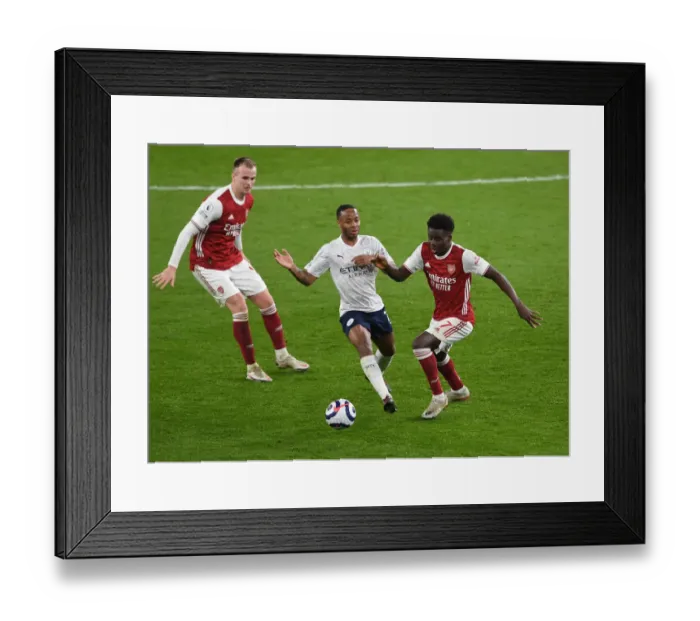 Framed Print : Empty Battle: Saka vs Sterling - Arsenal vs Manchester City, Premier League 2021 Framed Print : Empty Battle: Saka vs Sterling - Arsenal vs Manchester City, Premier League 2021