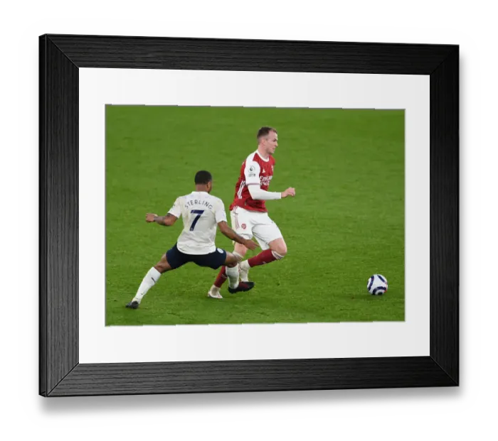 Framed Print : Battle at the Empty Emirates: Rob Holding vs Raheem Sterling, Arsenal vs Manchester City, Premier League 2021 Framed Print : Battle at the Empty Emirates: Rob Holding vs Raheem Sterling, Arsenal vs Manchester City, Premier League 2021