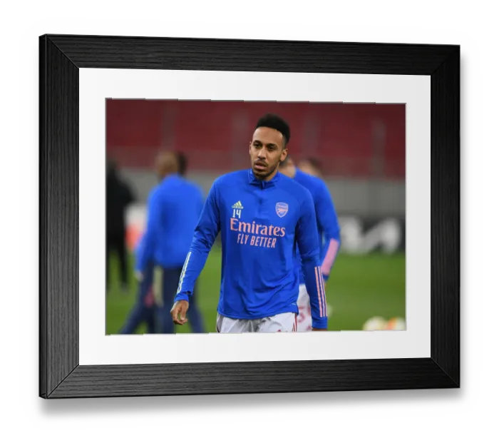 Framed Print : Arsenal's Aubameyang Prepares for SL Benfica Showdown in Europa League