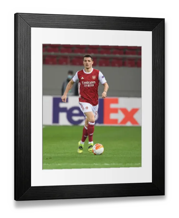 Framed Print : Granit Xhaka: Arsenal's Midfield Maestro in UEFA Europa League Clash vs SL Benfica (Piraeus, 2021) Framed Print : Granit Xhaka: Arsenal's Midfield Maestro in UEFA Europa League Clash vs SL Benfica (Piraeus, 2021)