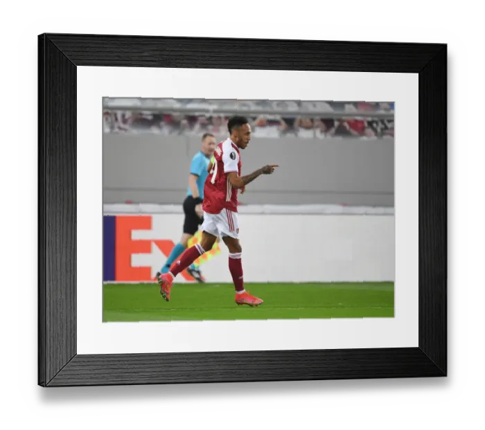 Framed Print : Arsenal's Aubameyang Scores in Europa League Victory over SL Benfica Framed Print : Arsenal's Aubameyang Scores in Europa League Victory over SL Benfica